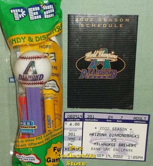 (image for) Arizona Diamondbacks Promo Baseball Pez MIB w ticket and schedul