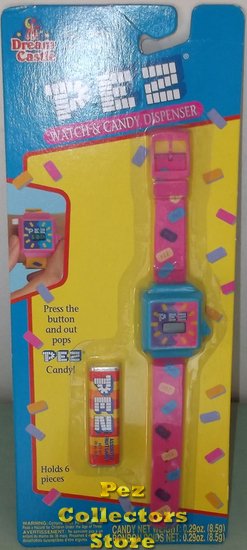 (image for) Pez Watch Blue on Pink Band, MOC Dream Castle Trademarks - Click Image to Close