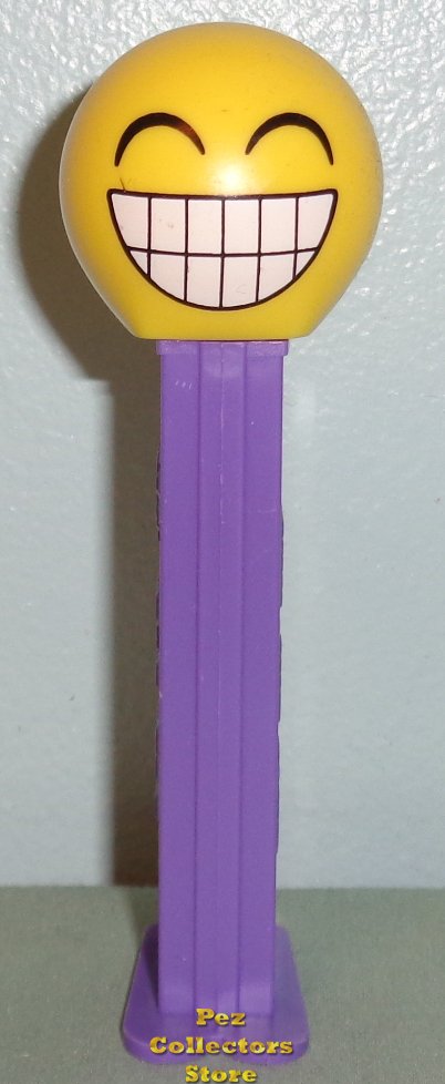 (image for) Cheesing Emoji Pez on Purple Stem Loose - Click Image to Close