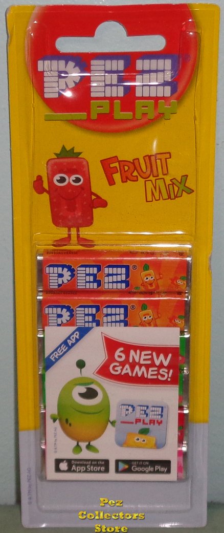 (image for) European PEZ Fruit Mix 6 Packs on Tall Card with Pez Play Games
