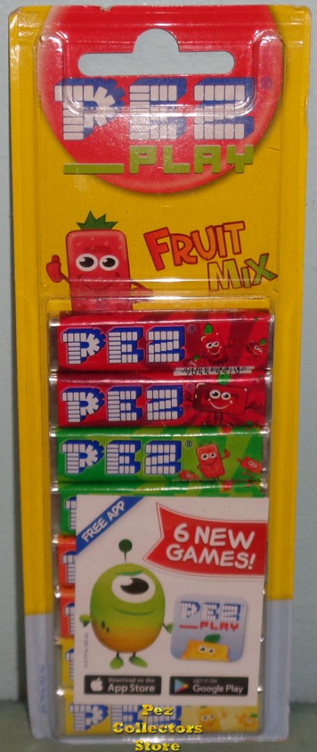 (image for) European PEZ Fruit Mix 8 Packs on Tall Card with Pez Play Games