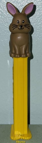 (image for) 2025 European Easter Bunny Full Body Brown Rabbit Pez on Yellow Stem