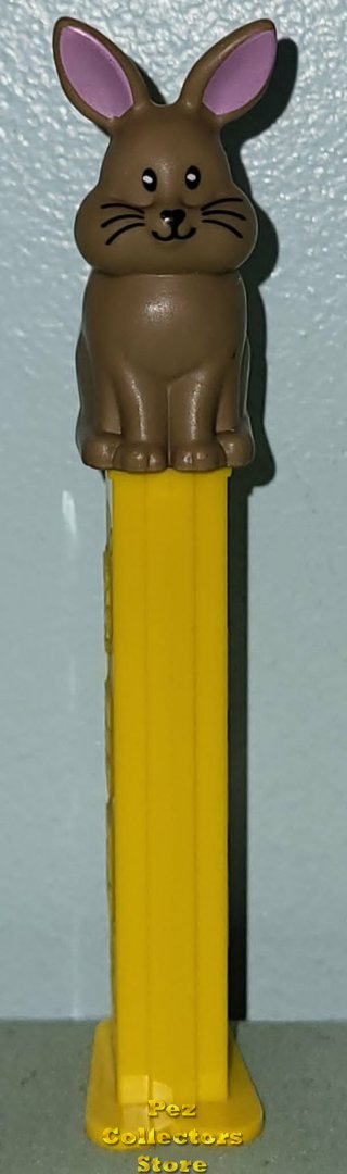 (image for) 2025 European Easter Bunny Full Body Brown Rabbit Pez on Yellow Stem