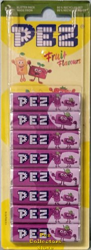 (image for) 8 rolls European PEZ Fruit Flavours Grape Dated 11 2026 MOC