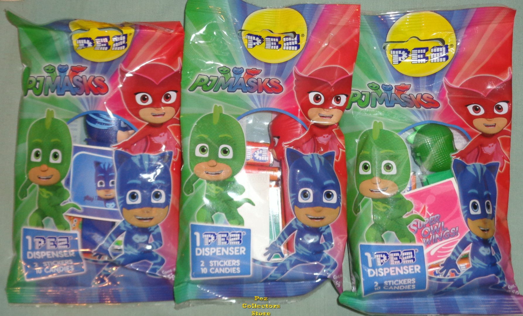 (image for) European PJ Masks Pez Set with 10 packs Euro candy and Stickers