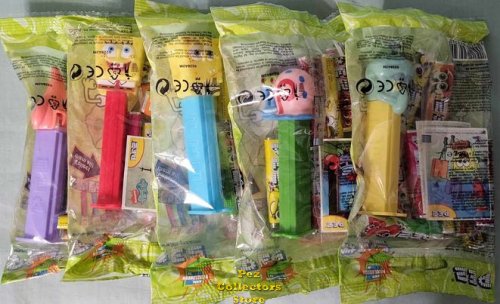 (image for) European Gary and SpongeBob Pez Set in bag with Candy and Stickers