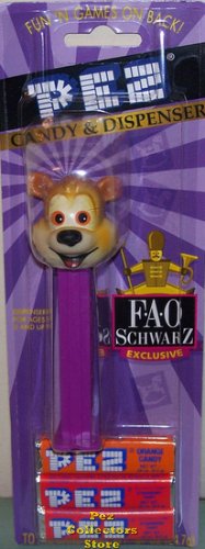 (image for) Purple Stem FAO Schwarz Bear Pez Mint on Exclusive Card