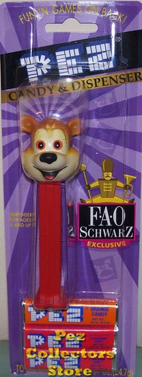 (image for) Red Stem FAO Schwarz Bear Pez Mint on Exclusive Card - Click Image to Close