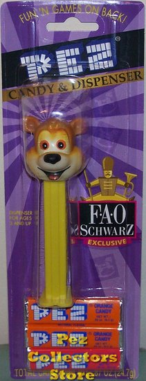 (image for) Yellow Stem FAO Schwarz Bear Pez Mint on Exclusive Card