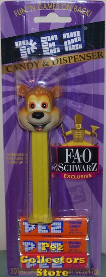 (image for) Yellow Stem FAO Schwarz Bear Pez Mint on Exclusive Card - Click Image to Close