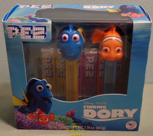(image for) Finding Dory Pez Twin Pack Nemo and Dory on Clear Colored Stems
