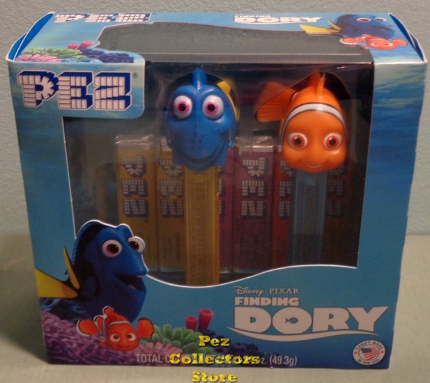 (image for) Finding Dory Pez Twin Pack Nemo and Dory on Clear Colored Stems - Click Image to Close