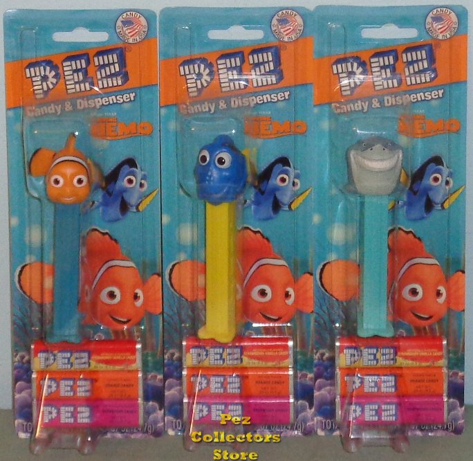 (image for) Finding Nemo Pez set with Nemo, Dory and Bruce Mint on Card