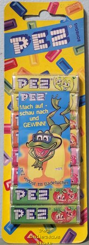 (image for) Frog Chance to Win Insert PEZ Asst. Fruit on Shrink Wrap Card