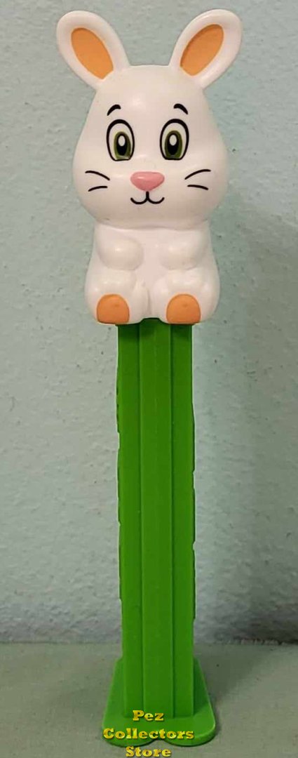 (image for) 2021 White Full Body Easter Bunny Pez on Green Stem Loose