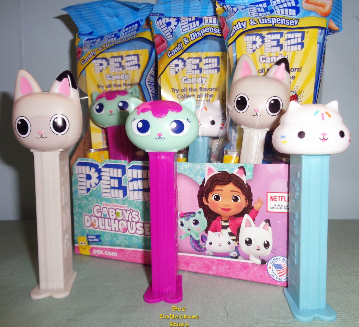 (image for) Gabby's Dollhouse Pez Set of 3 Pandy, Cakey and Mercat Pez MIB - Click Image to Close