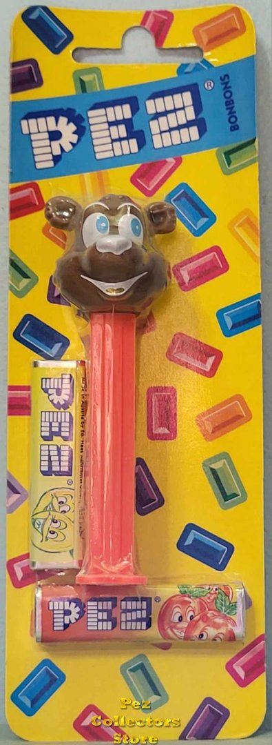 (image for) Glew Brown Bear Pez on Neon Red Stem Gold Tongue Floating Candies