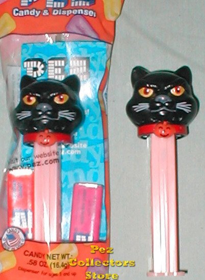 (image for) 2006 Halloween Black Cat Pez Glow in the Dark Stem MIB