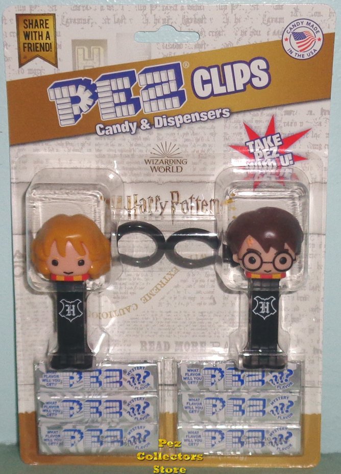 (image for) Harry Potter and Hermione Mini Pez Backpack Clips Mint on Card - Click Image to Close
