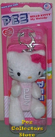 (image for) Pink Bow Pink Stem Hello Kitty Plush Pez Key Ring - Click Image to Close
