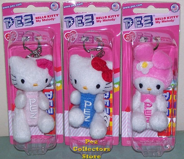 (image for) Hello Kitty Plush Pez Key Ring Set of 3 - Click Image to Close