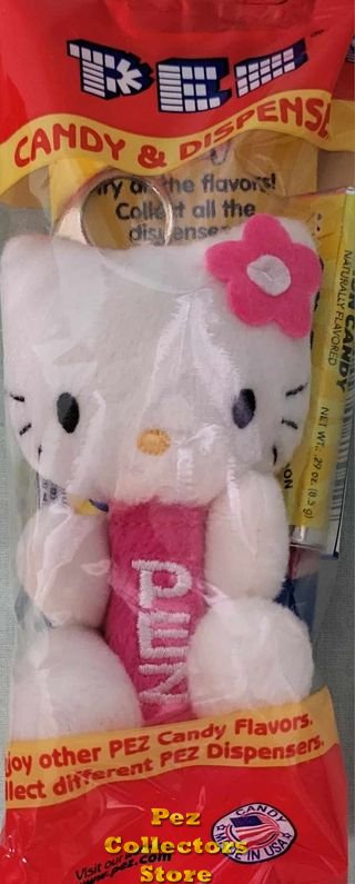 (image for) Pink Flower Pink Stem Hello Kitty Plush Pez Key Ring Mint in Bag
