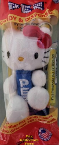 (image for) Red Bow Blue Stem Hello Kitty Plush Pez Key Ring Mint in Bag