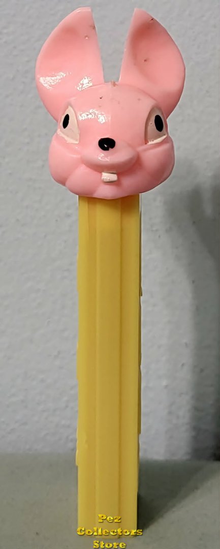 (image for) Hot Pink Fat Earred Bunny FEB Pez Yellow No Patent Austria NF stem