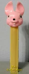 (image for) Hot Pink Fat Earred Bunny FEB Pez Yellow No Patent Austria NF stem
