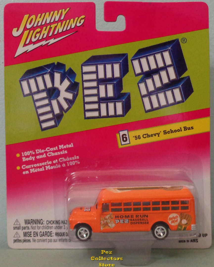(image for) Johnny Lightning Pez Home Run School Bus MOC