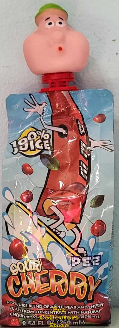 (image for) Bubbleman Pez Topper on a Sourz Cherry Juice Box - Click Image to Close