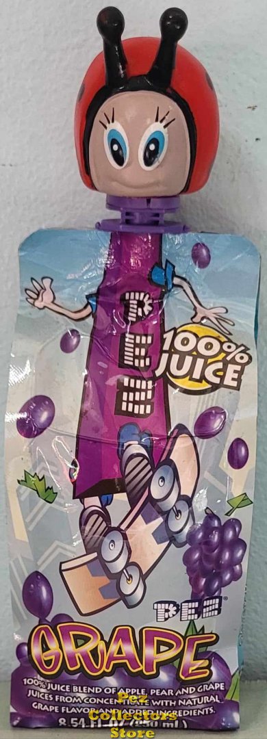 (image for) Ladybug Pez Topper on a Grape Juice Box
