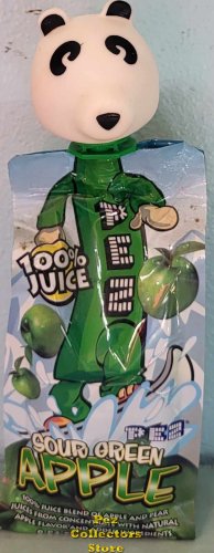 (image for) Panda Pez Topper on a Sour Green Apple Juice Box