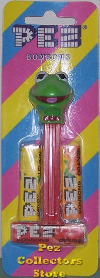 (image for) European Muppets Kermit Pez Mint on Striped Card
