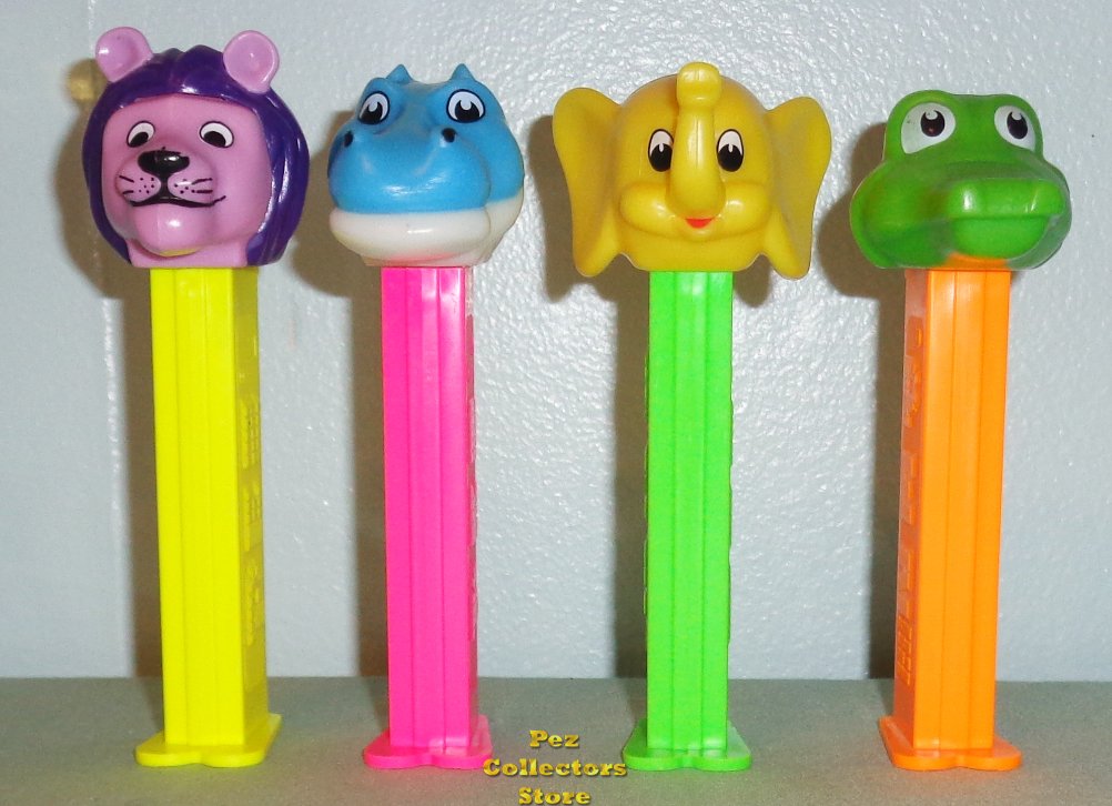 (image for) Kooky Zoo Pez Set of 4 Elephant Lion Hippo Gator Loose - Click Image to Close