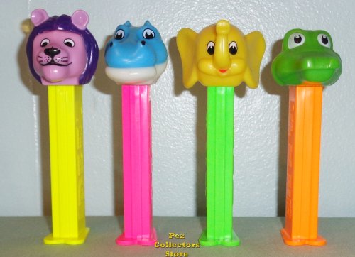 (image for) Kooky Zoo Pez Set of 4 Elephant Lion Hippo Gator Loose