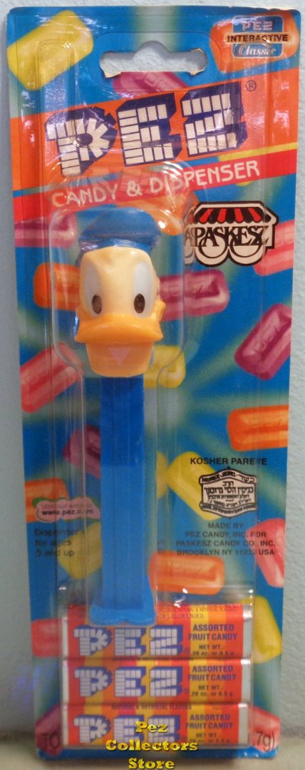 (image for) Kosher Pareve Disney Classics Donald Pez on Paskesz Candy Card - Click Image to Close