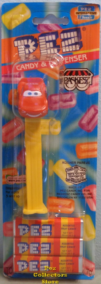 (image for) Kosher Pareve Disney Cars Lightning Pez on Paskesz Candy Card - Click Image to Close