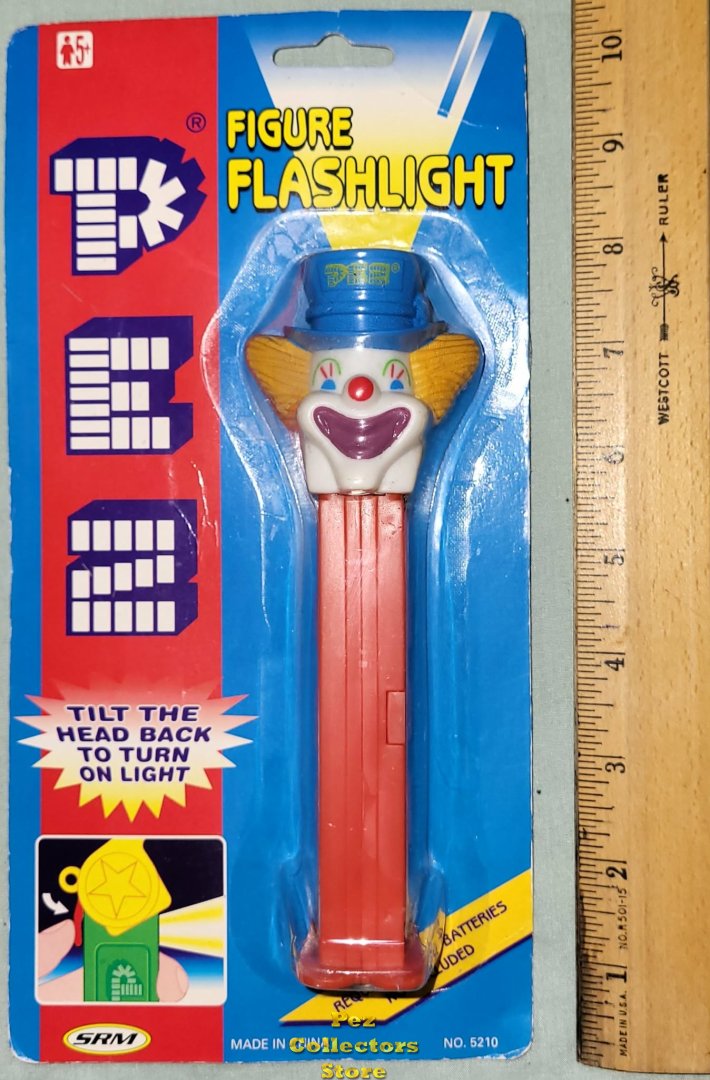 (image for) Large Peter Pez Clown Flashlight Mint on Card from 1996