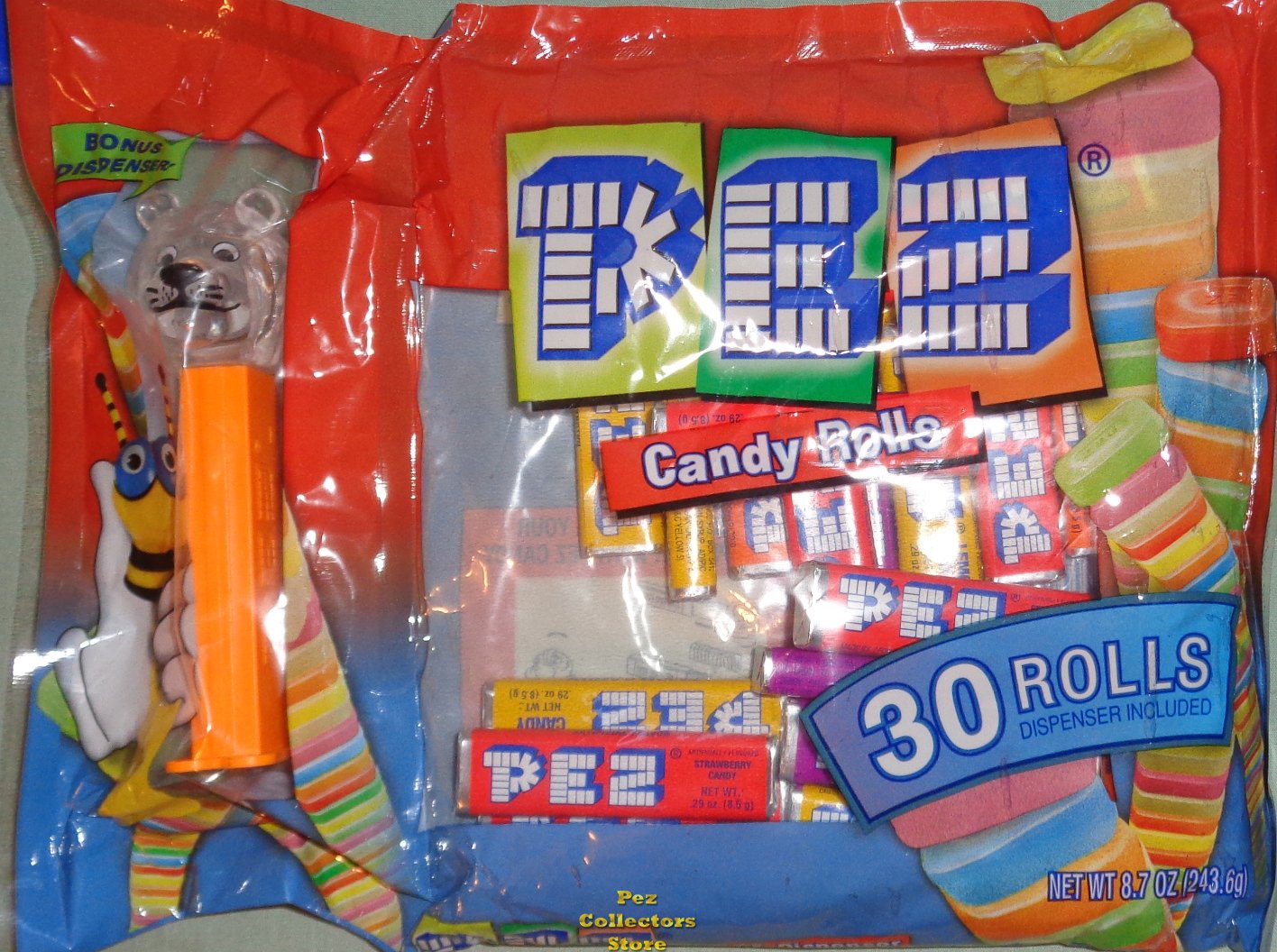 (image for) Clear Crystal Lion Kooky Zoo Laydown Bag 30 rolls Pez Candy