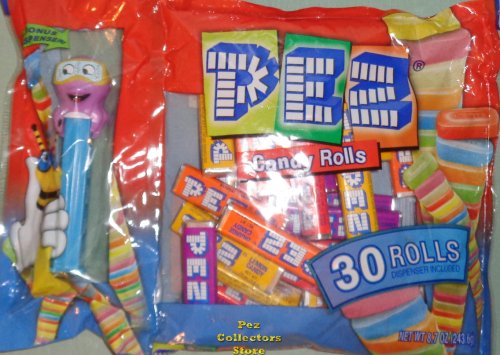 (image for) Crazy Animals Octopus on Blue Stem Laydown Bag 30 rolls Pez Candy