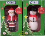 Full Body Light Red Santa and Snowman Ornaments Pair