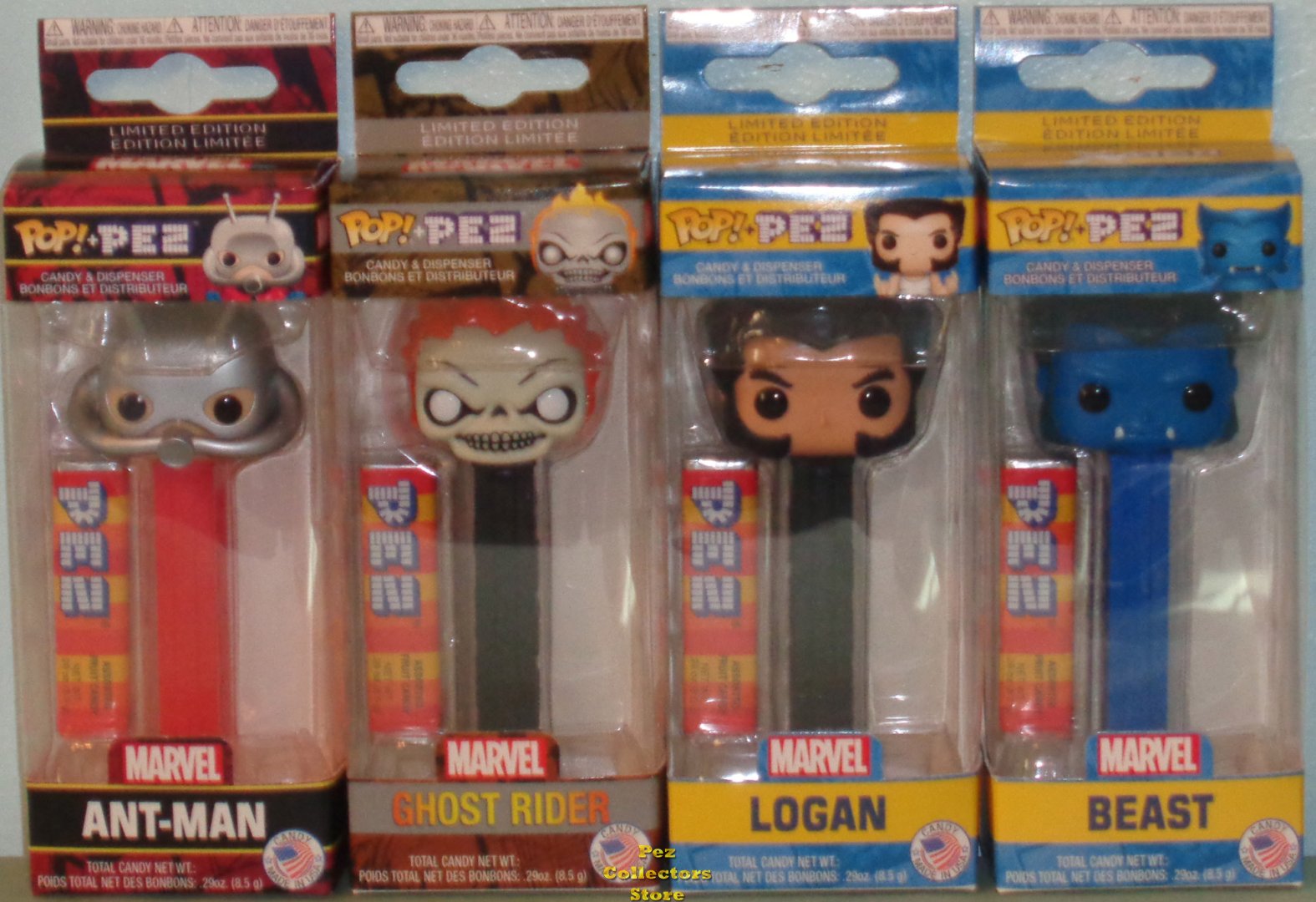 (image for) Marvel Ant Man, Ghost Rider, Logan and Beast POP!+PEZ Bundle