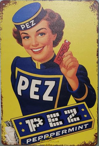 (image for) Metal Peppermint PEZ Girl Red Regular Advertising Sign 8" x 12"