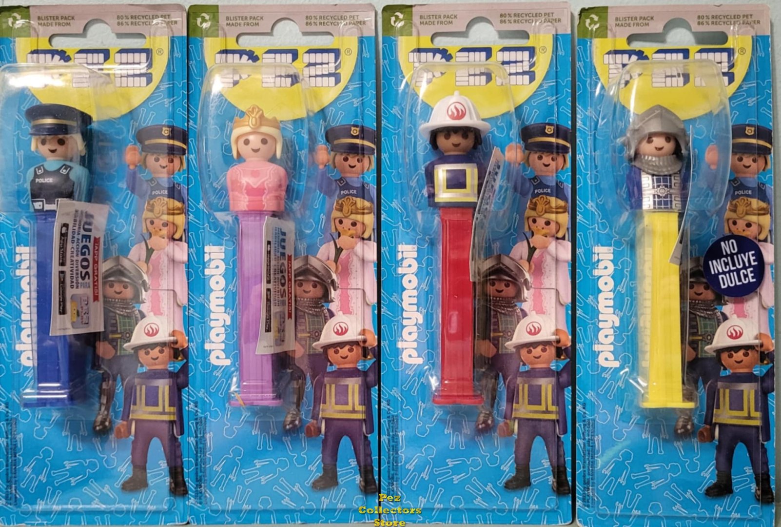 (image for) Mexican Playmobil Fireman, Knight, Police Officer, Princess Pez MOC No Incluye Dulce