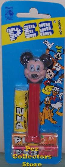 (image for) European Disney Mickey Mouse C Stencil Eyes Pez on Red Stem MOEC - Click Image to Close