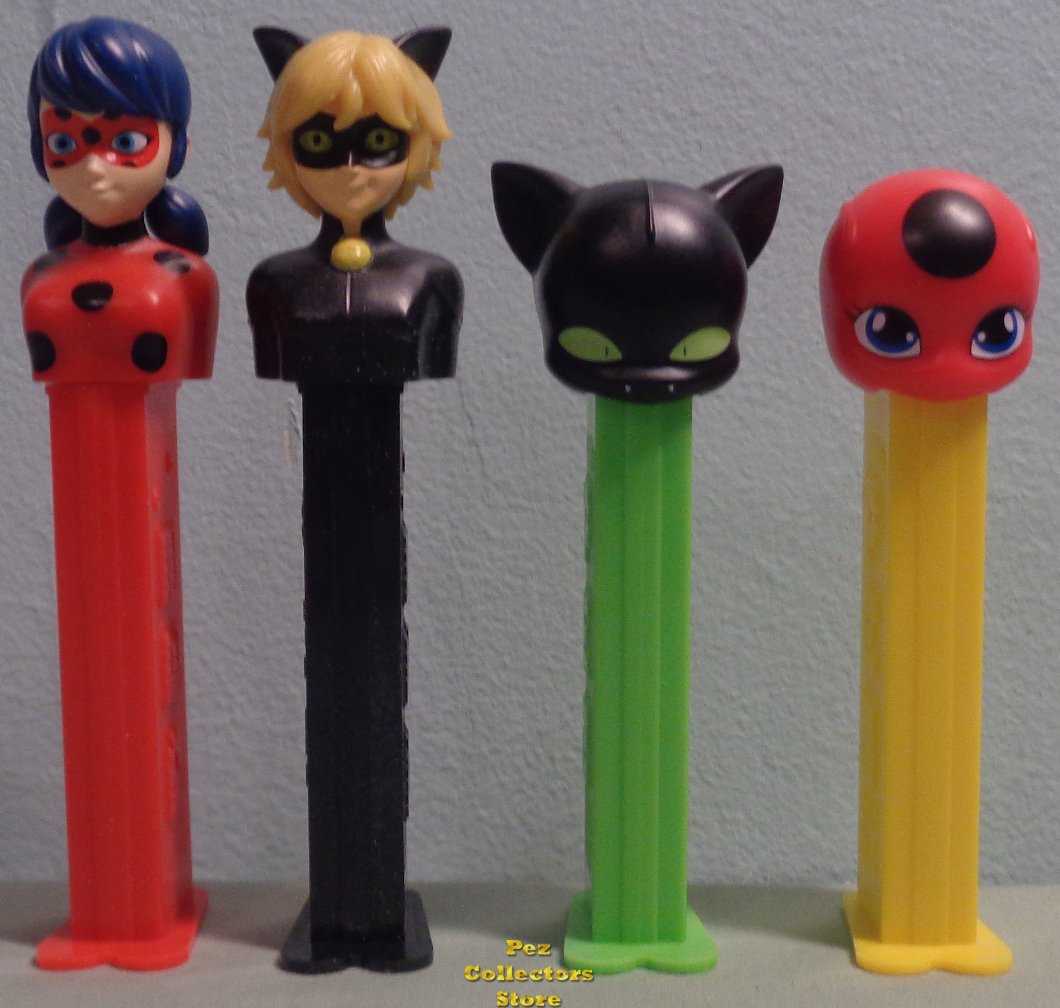 (image for) European Miraculous Pez Set - Ladybug, Cat Noir, Plagg and Tikki - Click Image to Close