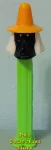 (image for) Misfit Witch Pez Black Face Orange Hat Neon Green Stem Loose