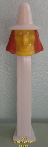 (image for) Misfit Witch Pez Yellow Face White Hat on White Stem Loose