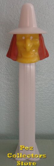 (image for) Misfit Witch Pez Yellow Face White Hat on White Stem Loose